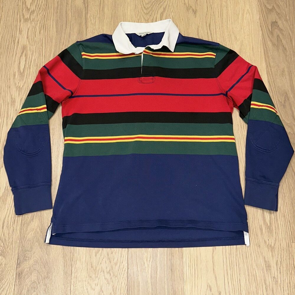 J Crew Knit Goods Rugby Shirt in Multistripe Multicolor Colorblock Mens Large